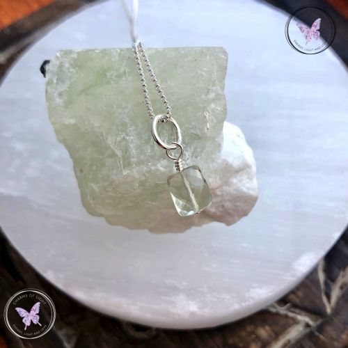 Faceted Prasiolite Silver Pendant Necklace